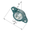 Flanged bearing unit oval Eccentric Locking Collar PCJT20-XL-N-FA125